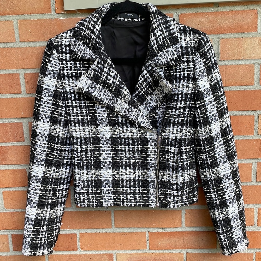 Theory Bomber Style Tweed Jacket